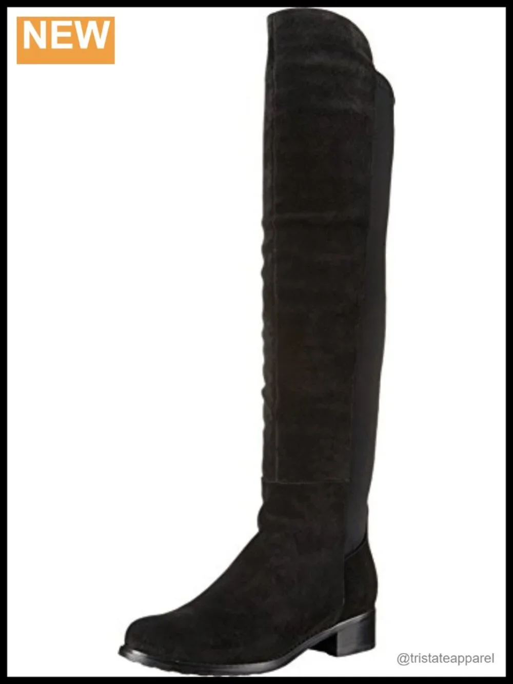 Blondo Velma Waterproof Riding Boots Suede Stretchy Calf Stacked Heel Round Toe